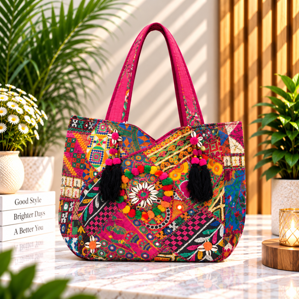 BOHO PATCHWORK TOTE BAG