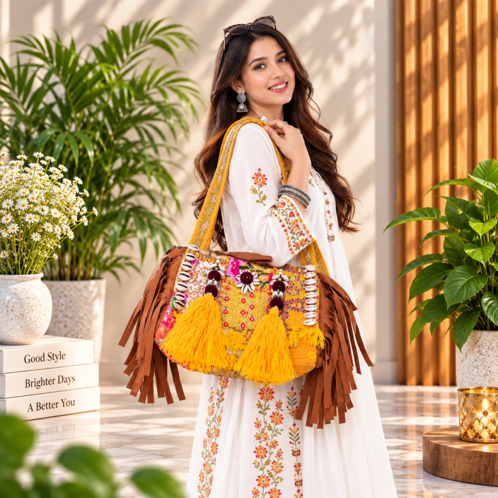 Boho Embroidered Shoulder Bag for Women