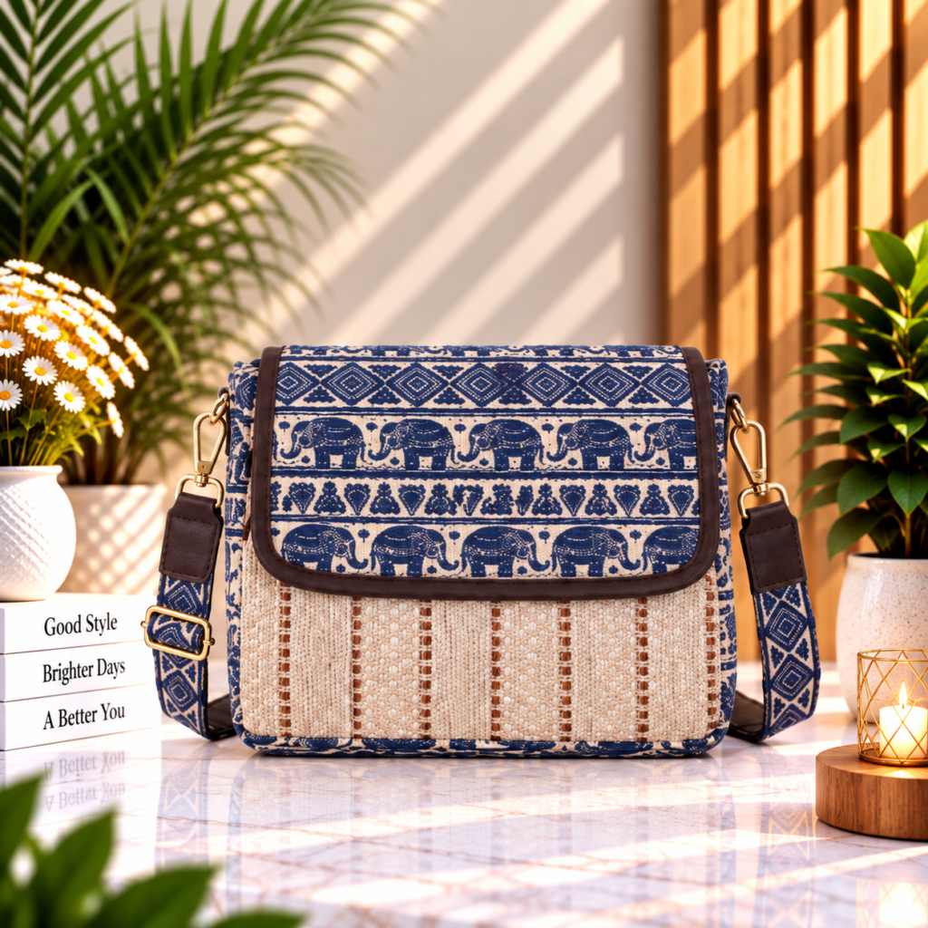 Women's Blue Printed Sling / Shoulder Bag