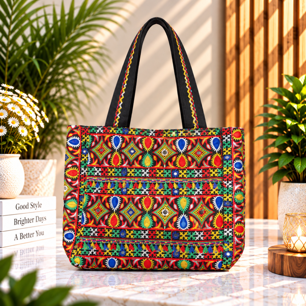 Embroidered Multicolor Ethnic Tote Bag